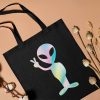 Alien Head UFO Believer Tote Bag, Alien Tie Dye, Alien Abduction Bag, Funny Alien UFO Believers