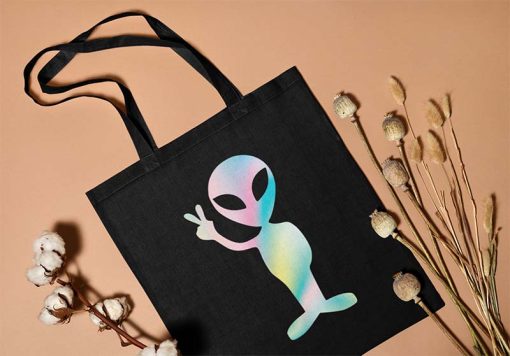 Alien Head UFO Believer Tote Bag, Alien Tie Dye, Alien Abduction Bag, Funny Alien UFO Believers