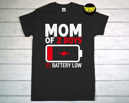 Mom of 2 Boys T-Shirt, Mothers Day Shirt, Womens Clothing for Mom Wife, Gift for Mommy, Gift from Son