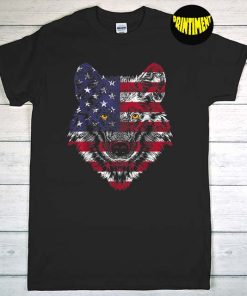 Wolf American Flag USA 4th of July T-Shirt, Wolf America Shirt, Independence Day Shirt, Patriot Wolf Shirt