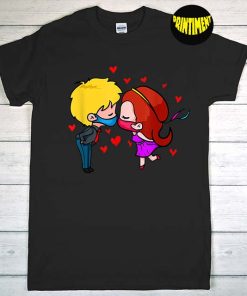 Kissing Day with Mouth Masks & Heart T-Shirt, Kissing Valentines Shirt, Love Shirt, Gift for Happy Kisses