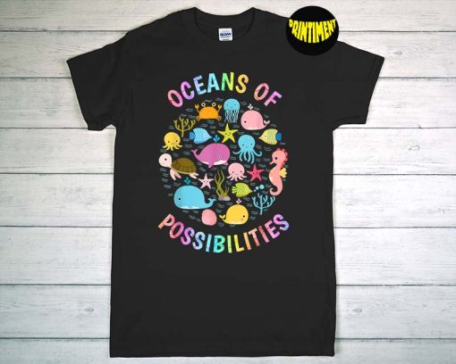 Oceans Of Possibilities Summer Reading 2022 Librarian T-Shirt, Sea Animal Lovers, Beach Vibes Tee