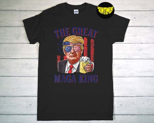 The Great Maga King Trump Beer US Flag T-Shirt, Ultra Mega King, USA Patriotic Shirt, American Flag Shirt