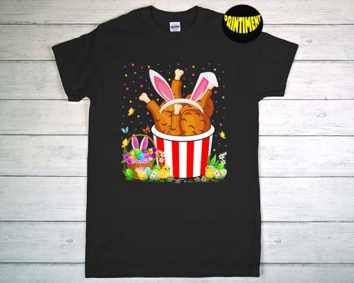 Fried Chicken Easter Egg Hunt Bunny T-Shirt, Fried Chicken Lover Shirt, Easter Bunny Shirt, Cute Easter Shirt