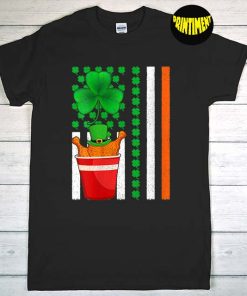 Irish Shamrock American Flag Fried Chicken T-Shirt, St Patrick's Day Shirt, Gift for Fried Chicken Lover