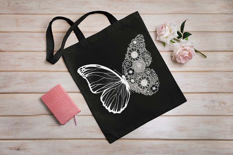 Tattoo Motif Butterfly and Flowers Tote Bag, Flower Tattoo, Butterflies  Print, Butterfly Floral Tattoo Inspiration Tote Bags - Printiment