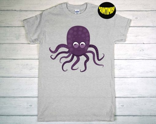 Moody Octopus T-Shirt, Tentacle Shirt, Nature Shirt, Sea Life Art, Marine Animals Tee, Gift for Ocean Animal Lover