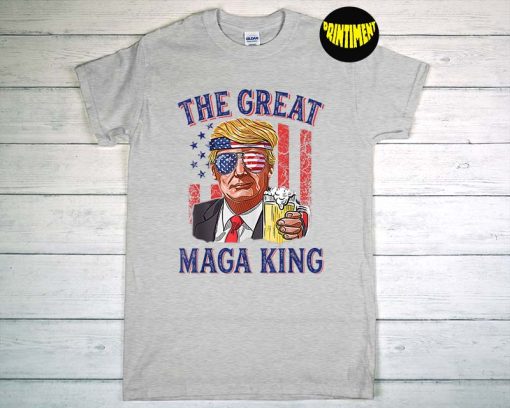 The Great Maga King Trump Beer US Flag T-Shirt, Ultra Mega King, USA Patriotic Shirt, American Flag Shirt