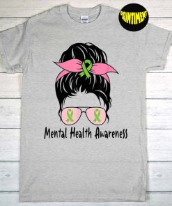 Messy Bun Mental Health Matters T-Shirt, Autism Awareness Shirt, Melanin Black Girl, Gift Mental Health Awareness