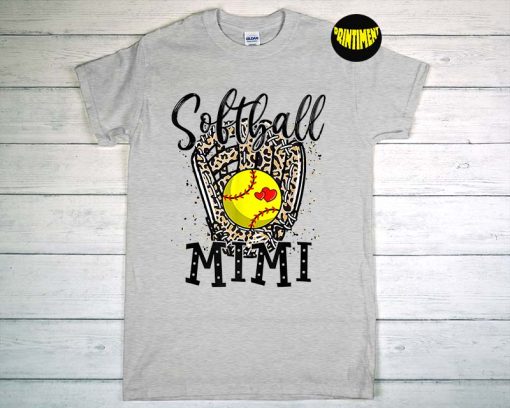 Softball Mimi Leopard Game Day Softball T-Shirt, Mom Softball Tee, Gameday Baseball Shirt, Softball Shirt for Grandma