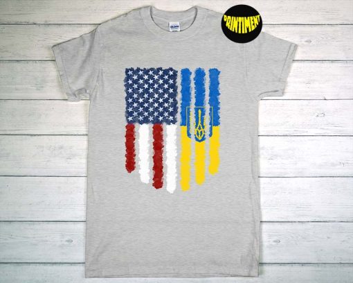 Ukrainian American Flag T-Shirt, American Born Ukrainian Roots Shirt, 4th of July Tee, Support Ukraine Shirt