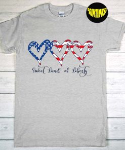 4th Of July Sweet Land Of Liberty T-Shirt, USA Flag Patriotic Hearts, Red White And Blue Shirt, Liberty Of Americans Shirt