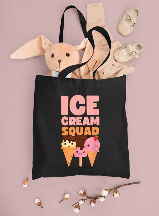 Ice Cream Squad Kawaii Cute Tote Bag, Ice Cream Lovers Bag, Summer Bag, Summer Vibes, Canvas Tote Bag, Cute Design Shopping Bag