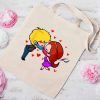 Kissing Day Tote Bag, Kissing Day with Mouth Masks & Heart Gift for Happy Kisses, Funny Valentine Day Gift, Unique Tote Bag