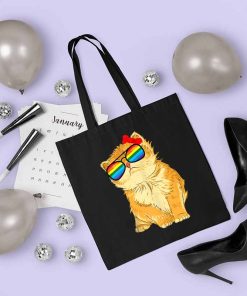 Cat LGBT Tote Bag, Gay Rainbow Pride Flag Tote Bag, Funny LGBTQ, Can't Think Straight, Canvas Tote