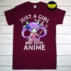 Kawaii Chibi Just A Girl Who Loves Anime T-Shirt, Womens Anime Shirt, Japan Culture Tee, Funny Girls Anime Gift