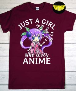 Kawaii Chibi Just A Girl Who Loves Anime T-Shirt, Womens Anime Shirt, Japan Culture Tee, Funny Girls Anime Gift