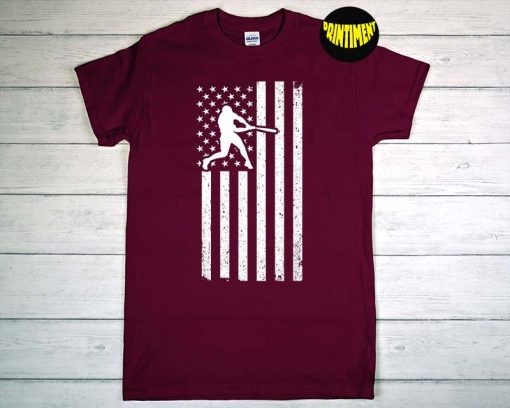 USA Flag Patriot Baseball And Softball Sport T-Shirt, American Flag 4th of July, Baseball Fan Shirt