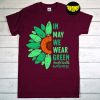 In May We Wear Green Sunflower T-Shirt, Autism Month Shirt, Mental Health Awareness, Green Ribbon Stigma Sunflower Tee