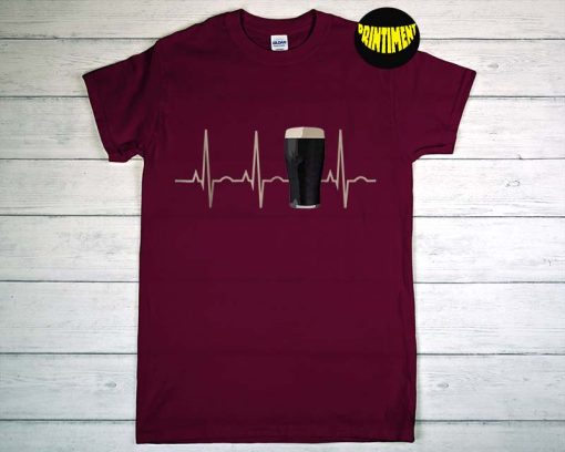 St Patrick's Day Heartbeat T-Shirt, Stout Beer Heartbeat Tee, St Patrick's Day, Saint Patrick's Day Tee