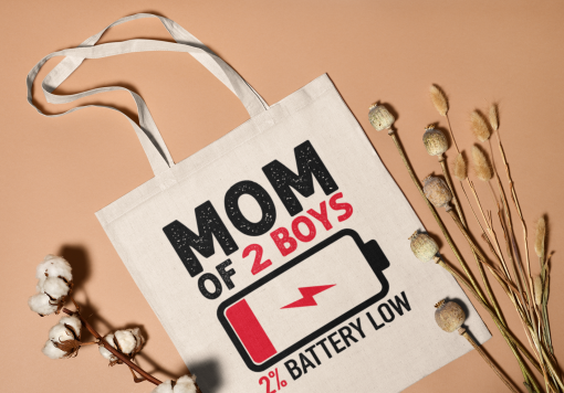 Mom of 2 Boys Tote Bag, Gift from Son Mother's Day, Mom and Sons, Personalized Mom Bag