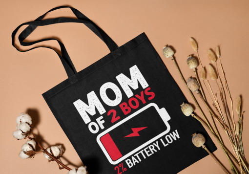 Mom of 2 Boys Tote Bag, Gift from Son Mother's Day, Mom and Sons, Personalized Mom Bag