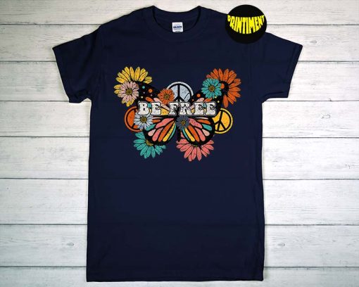 Peace Sign Love 60s 70s T-Shirt, Flower Hippie Shirt, Hippie Women Shirt, Peace Symbol Shirt, Love Peace Tee