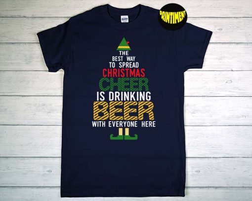 Christmas Cheer Elf Naughty Santa Elf Beer T-Shirt, Beer Day Shirt, Funny Gift for Christmas