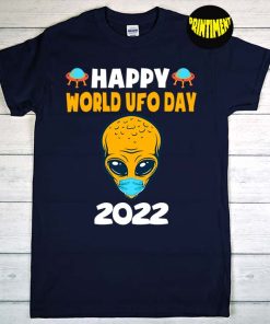 Happy UFO Day 2022 T-Shirt, Alien Wearing Face Mask Shirt, Space Lover Shirt, Prevent Covid Shirt, Gift for Boyfriend