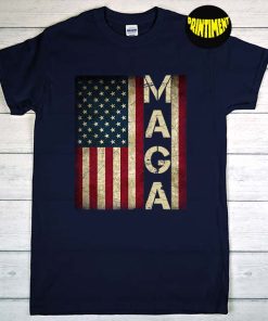 Retro Vintage Grunge Maga American Flag T-Shirt, Ultra Maga Shirt, USA Patriotic Shirt, Funny Trump Biden Shirt
