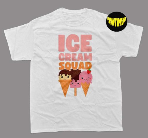 Ice Cream Squad Kawaii T-Shirt, Ice Cream Lover Tee, Kawaii Shirt, Vintage Ice Cream Summer Shirt