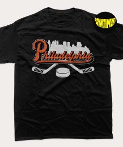 Philadelphia Hockey Downtown City Skyline Sticks T-Shirt, Philadelphia Hockey Team Shirt, NHL Hockey Shirt