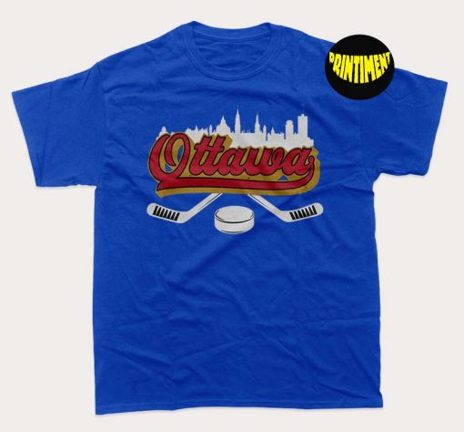 Ottawa Hockey Downtown City Skyline T-Shirt, Hockey Team Shirt, Ottawa Senators Hockey, Hockey Fan Gift