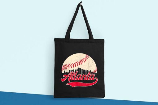 Vintage Distressed Atlanta Skyline Tote Bag, Baseball Bag, Atlanta City, Atlanta Sport Bag, Retro Style, Atlanta Braves Fan Gift