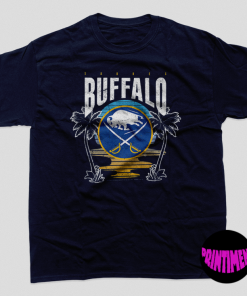 Calhoun NHL Surf & Skate Buffalo Sabres Beach Sunset Premium Tee, Buffalo Sabres NHL Hockey Graphic T Shirt, Hockey Fan Tee
