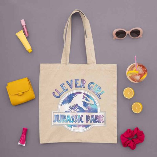 Clever Girl Tote Bag, Jurassic Park Distressed Teal Raptor Jurassic Park Bag, Jurassic Park Retro, Shopping Bag, Custom Tote Bag