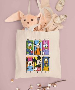 Disney Canvas Tote Bag, Disney Friends Bag, Disney Bag, Disney Mickey Tote Bag, Mickey and Friends Minnie Donald Daisy Goofy Pluto