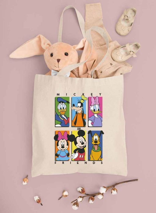 Disney Canvas Tote Bag, Disney Friends Bag, Disney Bag, Disney Mickey Tote Bag, Mickey and Friends Minnie Donald Daisy Goofy Pluto