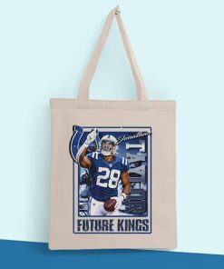 Jonathan Taylor Future Kings Colts Vintage Canvas Tote Bag, American Football Running Back, Indianapolis Colts NFL, Unique Tote Bag