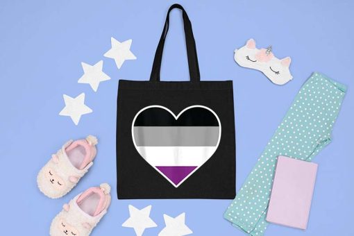 LGBTQ Asexual Flag Heart Tote Bag, Ace Pride Heart Bag, Asexual Pride, LGBTQIA, Ace Pride Heart Canvas Tote