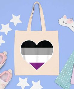 LGBTQ Asexual Flag Heart Tote Bag, Ace Pride Heart Bag, Asexual Pride, LGBTQIA, Ace Pride Heart Canvas Tote
