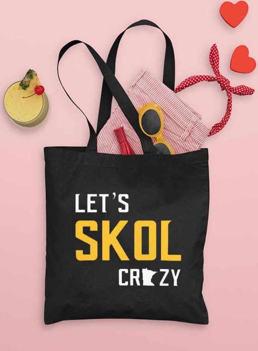 Let's Skol Crazy Minnesota Vikings Football Tote Bag, Minnesota Vikings Fans, NFL 2022, Custom Tote Bag, Create Your Printed Tote Bags Design