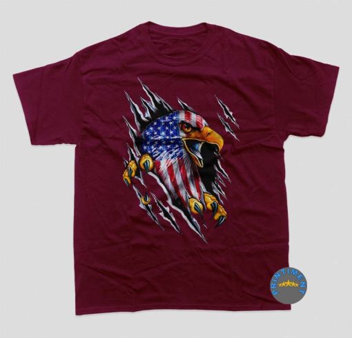 Happy 4th of July USA Eagle American Flag T-Shirt, Patriotic Eagle Shirt, Proud 4th Of July Shirt