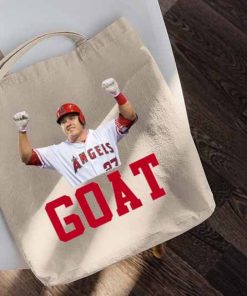 Mike Trout Baseball Goat Raglan Canvas Tote Bag, Baseball Center Fielder, Los Angeles Angels, MLB 2022, Gift for Baseball Lovers