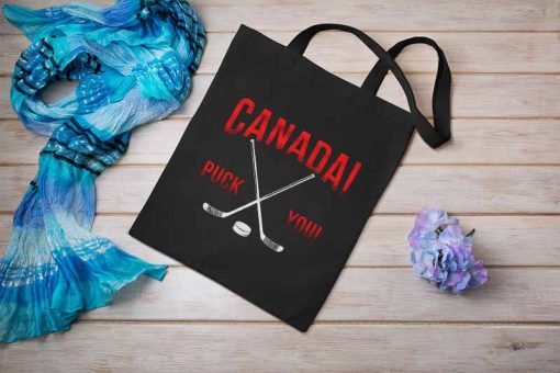 Hockey Canada Tote Bag, Patriotic Hockey Player Gift, Hockey Player Top, Canadian Hockey Gift, Canvas Tote Bag
