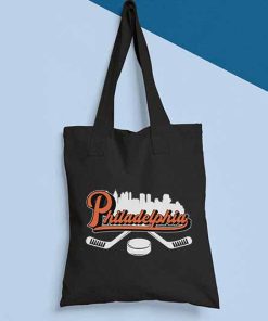 Philadelphia Flyers Tote Bag, Ice Hockey Team Bag, Philadelphia Hockey Downtown City Skyline Sticks & Puck Hockey Fan Gift