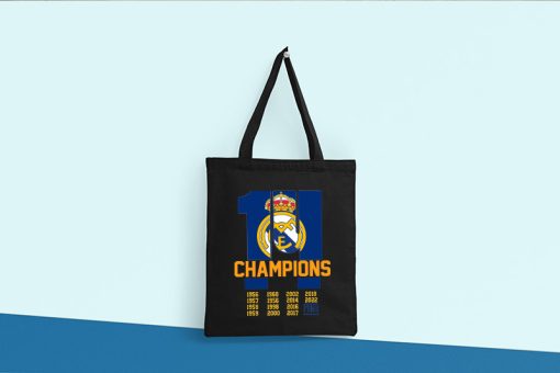 Real Madrid Tote Bag for Fans, Real Madrid Winners Champions League 2021-2022, UEFA Champions League, Club Football Bag, Canvas Tote Bag