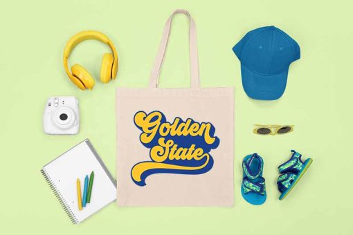 Golden State Basketball Vintage Inspired Tote Bag, Cute Retro Golden State Bag, Basketball Team, Bucks Bag, Basketball Bag Gift