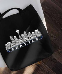 Seattle Football Team All Time Legends Tote Bag, Seattle City Skyline Bag, Seattle Seahawks, NFL, Trendy Canvas Tote Bags