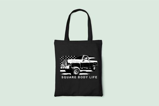 Square Body American Flag Square Body Truck Tote Bag, Chevy Square Body, American Flag, Crew Cab Square Body Tote Bag